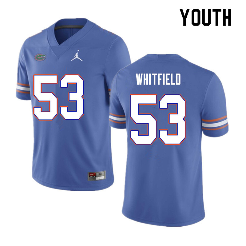 Youth #53 Chase Whitfield Florida Gators College Football Jerseys Sale-Blue